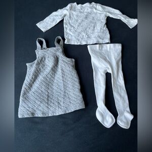 Carter's Gray and White Baby Dress and Tights Outfit